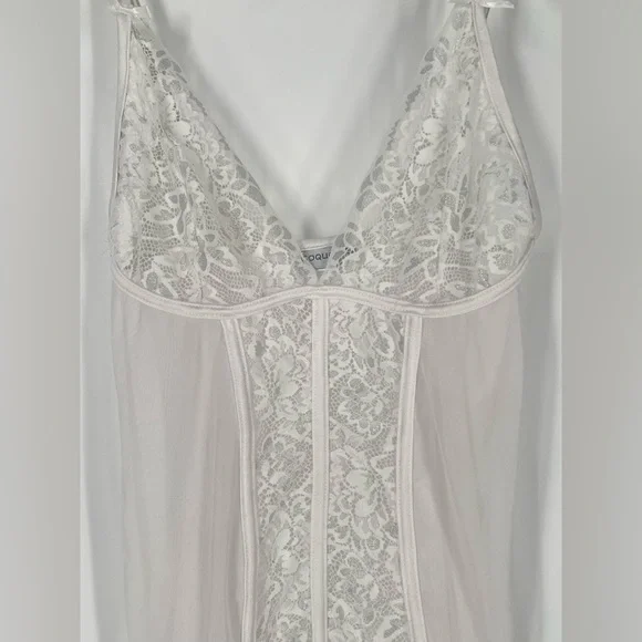 2FOR$30 Coquette Brand White Mesh Sheer Lacey Babydoll Lingerie - Picture 2 of 8